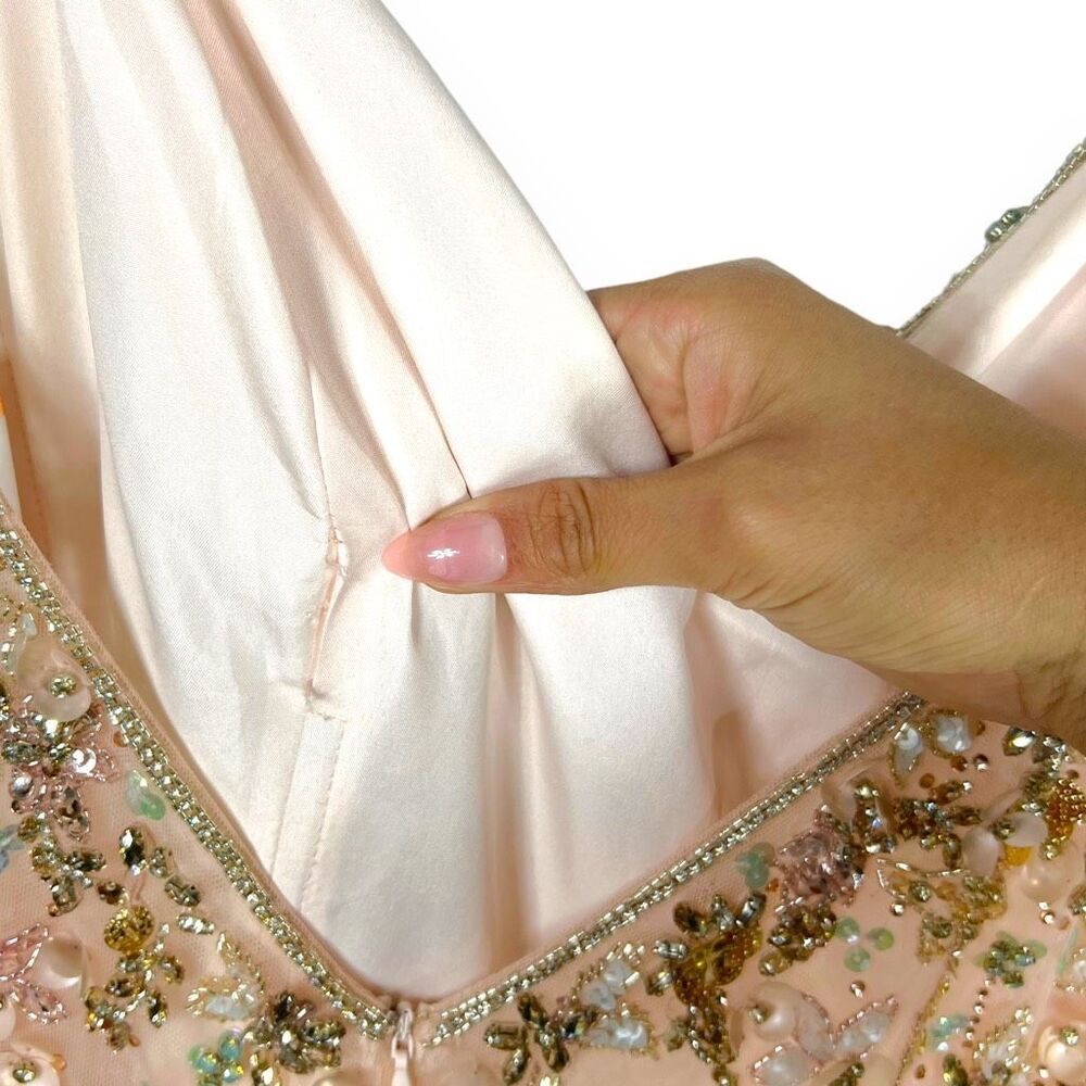 Mac Duggal 50648 Pink Apricot Embellished Tulle Prom Gown Size 16 - Picture 8 of 11